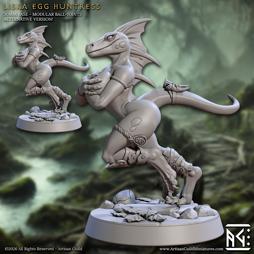 Liska - Lizardfolk Egg Huntress Pinup SFW - Artisan Guild - Dungeons and Dragons