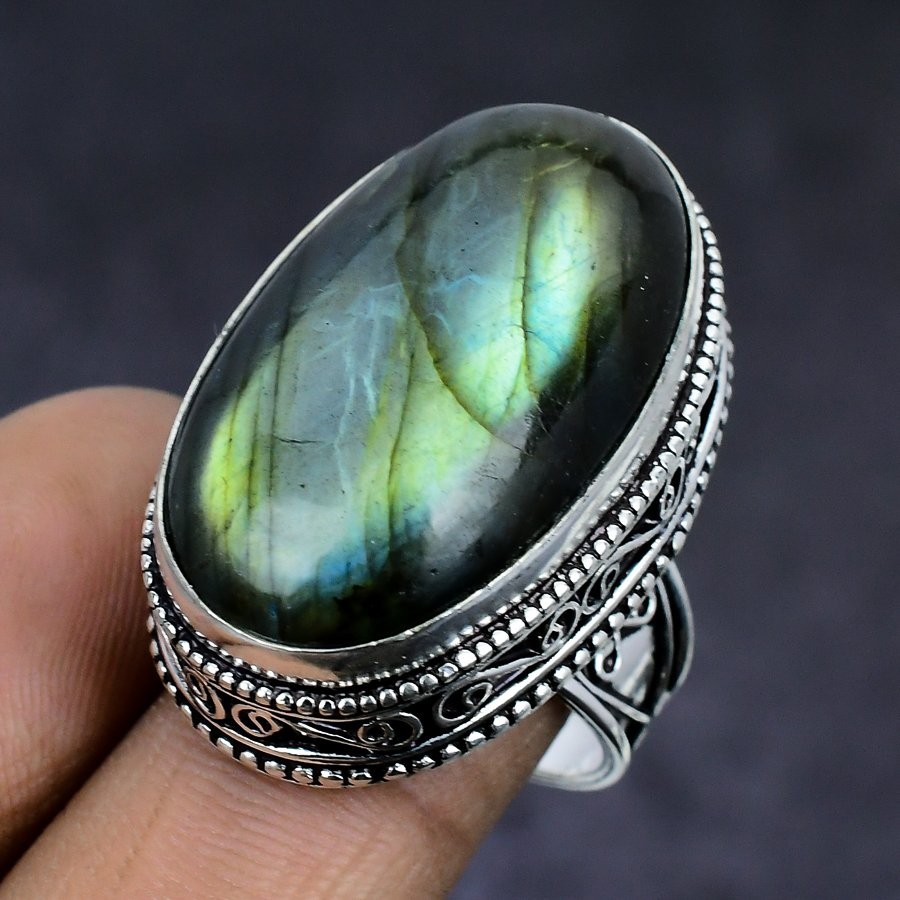 Labradorite Gemstone handmade 925 Sterling Silver gift Jewelry Ring Size 7 k938