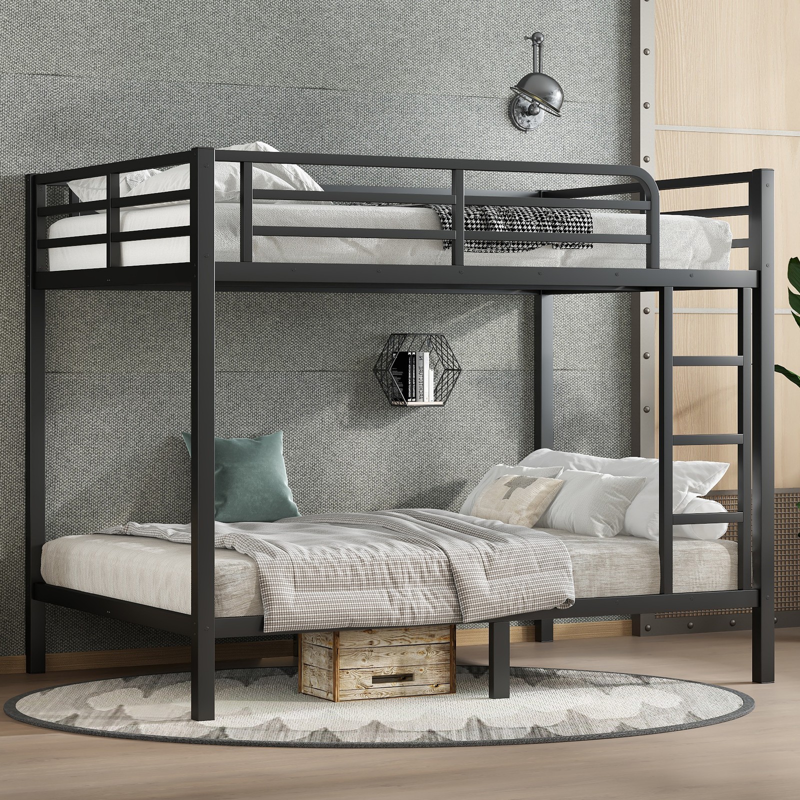 Metal Full over Full Bunk Bed for Teens and Adults,Modern Bed Frame for Bedroom