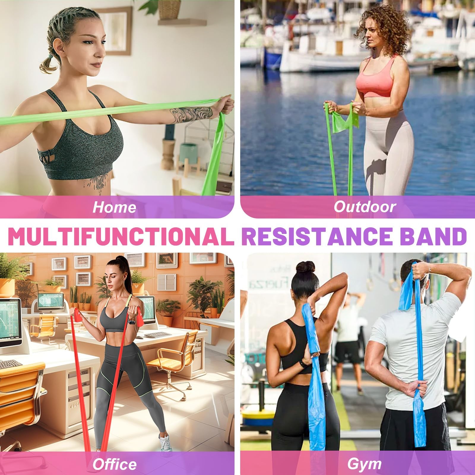 5 Pcs Resistance Bands, Professional Exercise Bands Elastic Stretch Bands