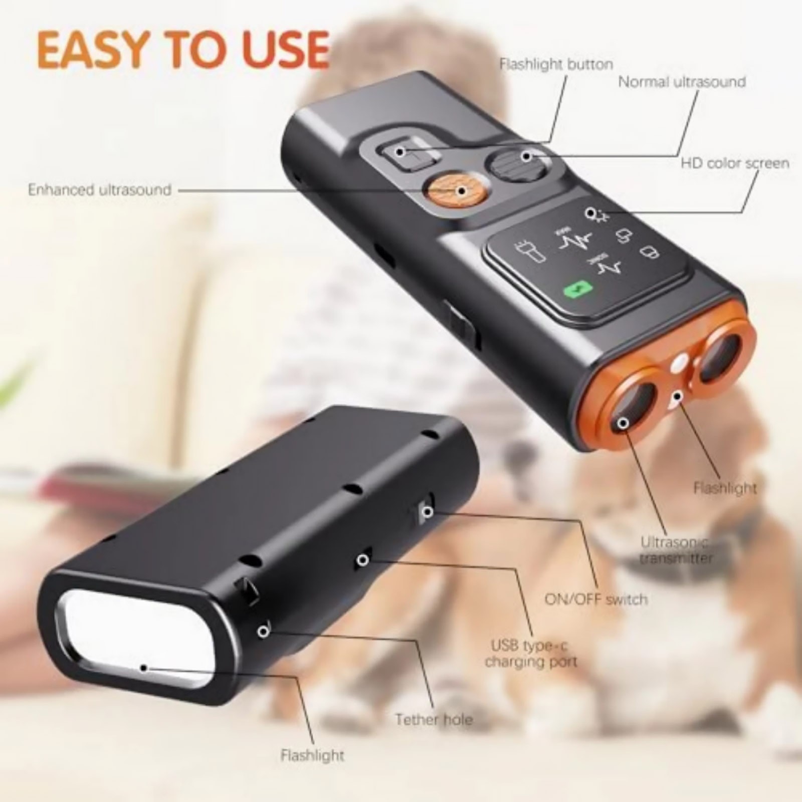 Anti Barking Device for Dogs with Ultrasonic Correction and LED Light Feature