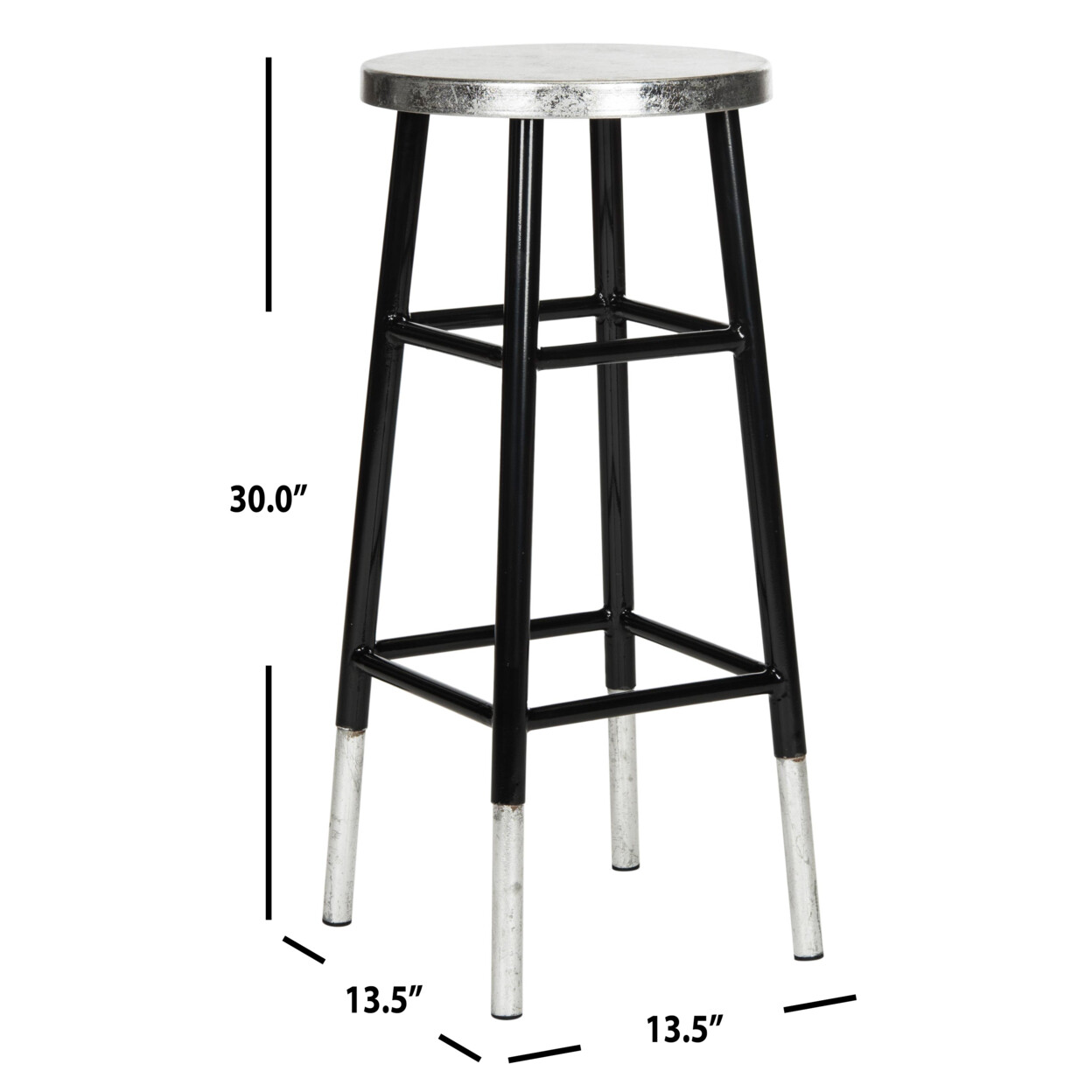 SAFAVIEH Kenzie 30''H Silver Dipped Bar Stool | Black / Silver |