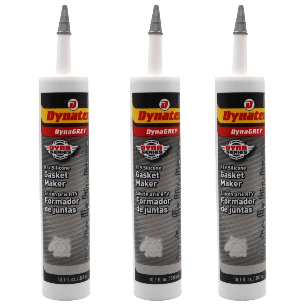 Dynatex DynaGrey RTV Silicone Gasket Maker 10.1oz Caulk Tube USA Made [3-Pack]