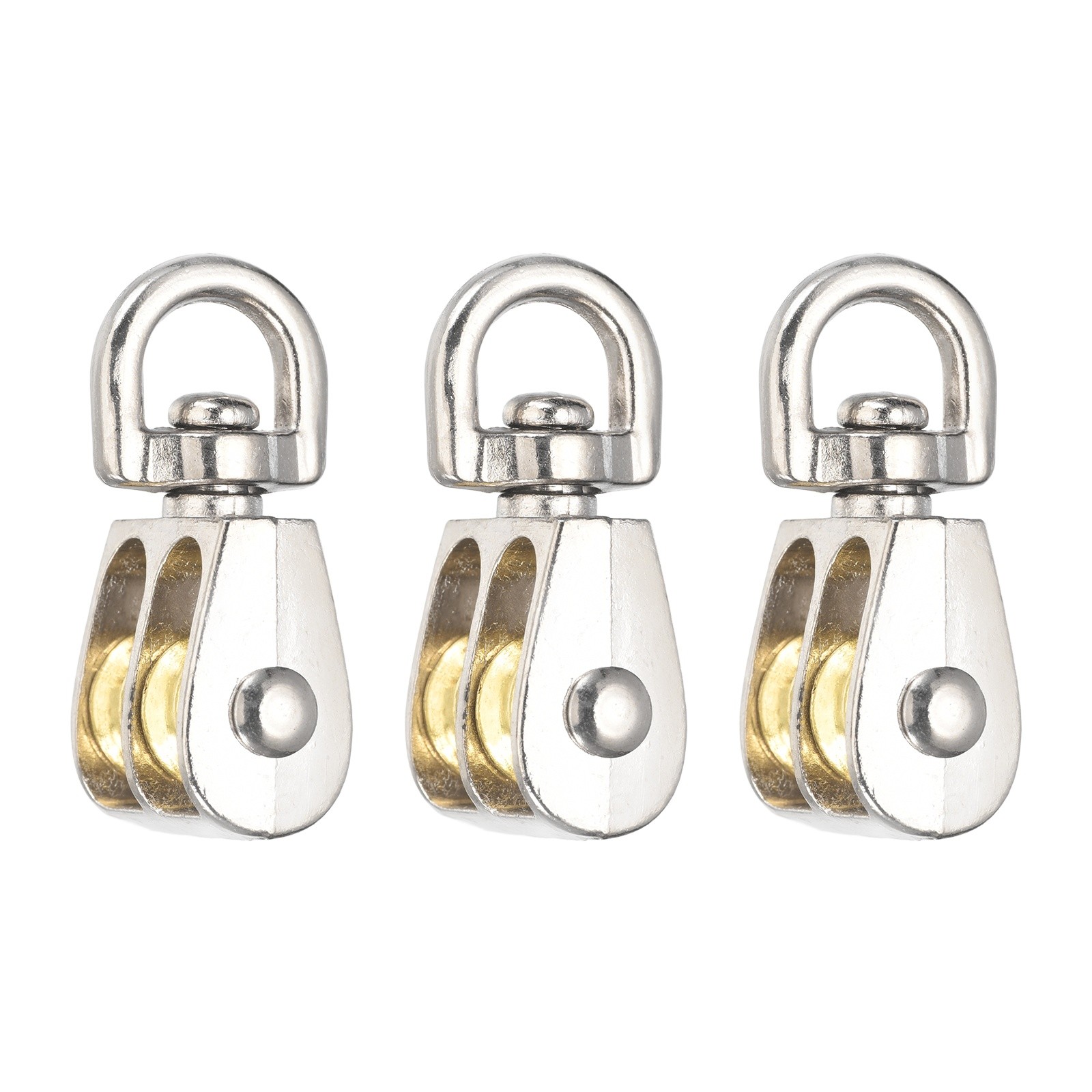 Double Pulley Block,(Loading 500KG, M12), (3PCS)Zinc Alloy Swivel