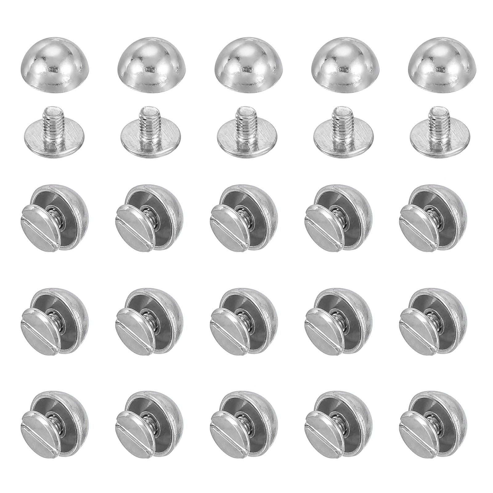 20 Sets Dome Studs 3/8" Nails Rivets for Craft Silver