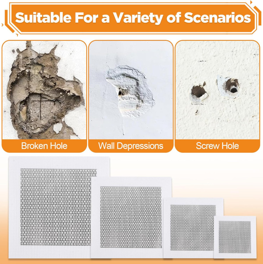 Drywall Patch Kit 11 Pack 4/6/8 Inch Wall Repair Patch with Scraper Sandpaper