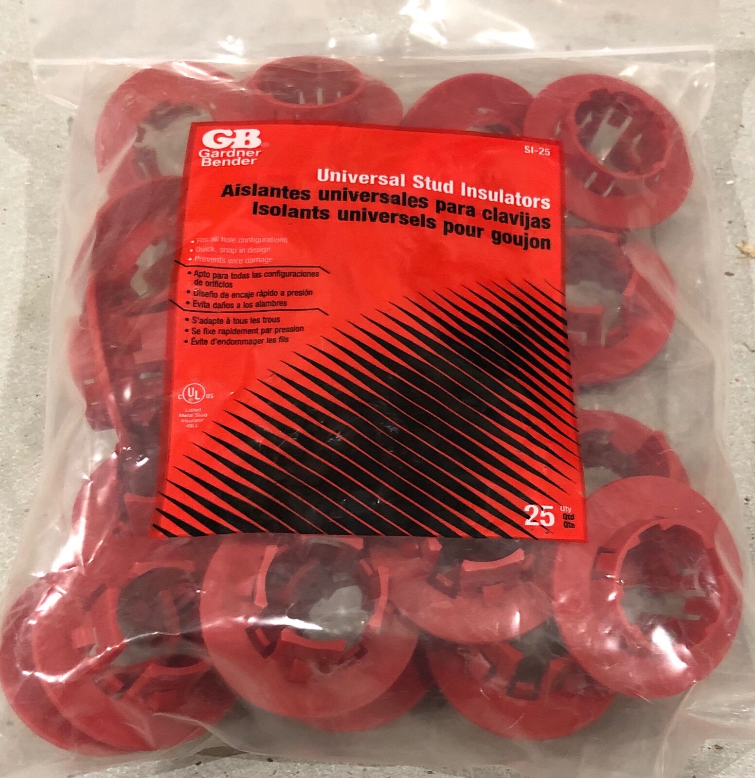 2 Pack GB Gardner Bender Universal Stud Insulators SI-25 50 Count Total New