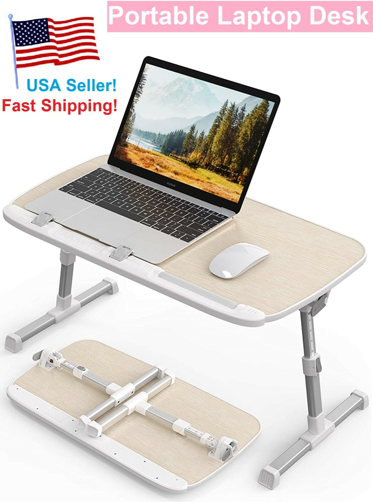 Ergonomic Portable Laptop Tray Lap Desk Bed Sofa Notebook Wood Foldable 23.7"