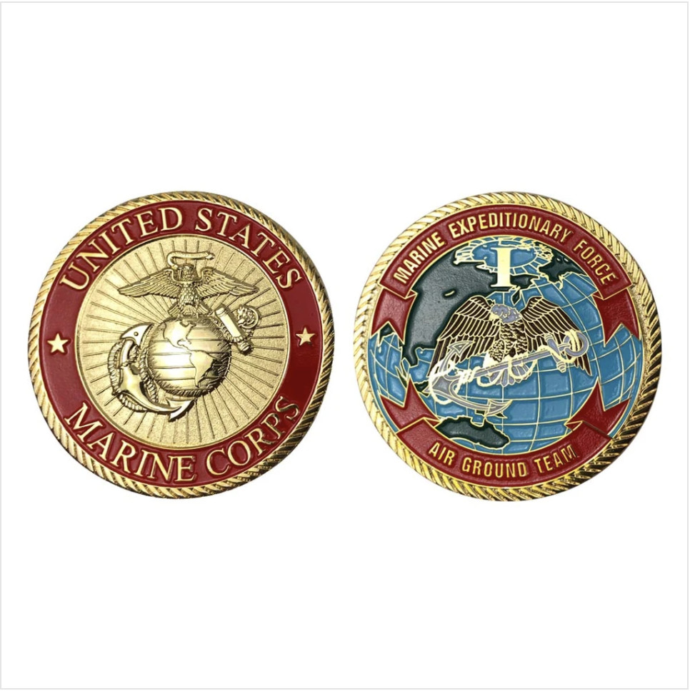 GENUINE U.S. MARINE CORPS COIN: FIRST MARINE EXPEDITIONARY FORCE - AIR GROUND TE