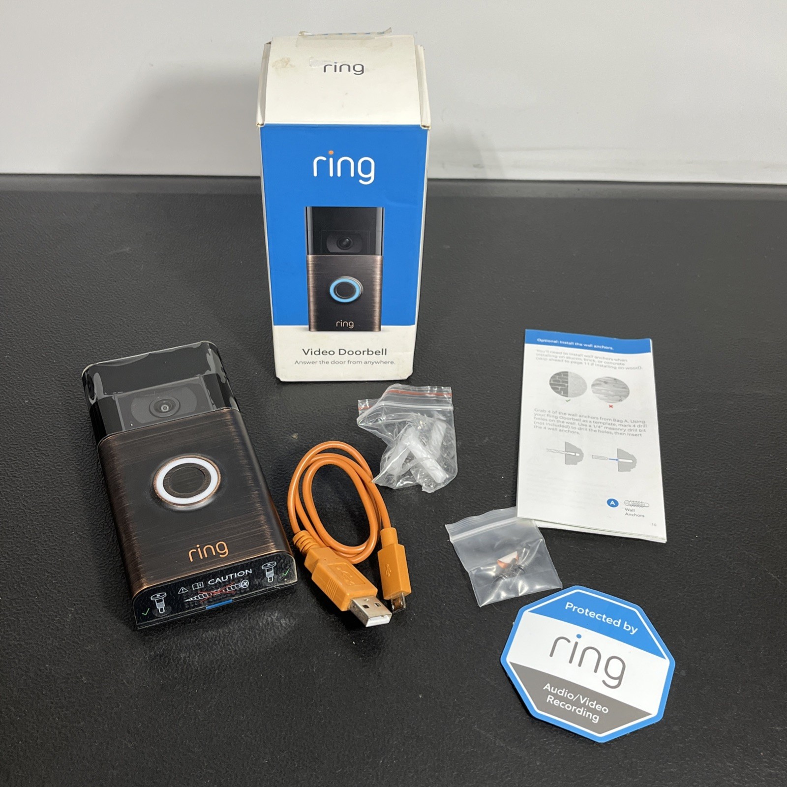 Ring Video Doorbell 2nd Gen Venetian Bronze Wireless Rechargeable Battery