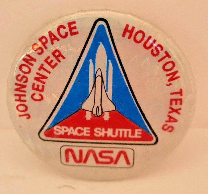 Vintage NASA, button, Space Shuttle/ holographic/pin