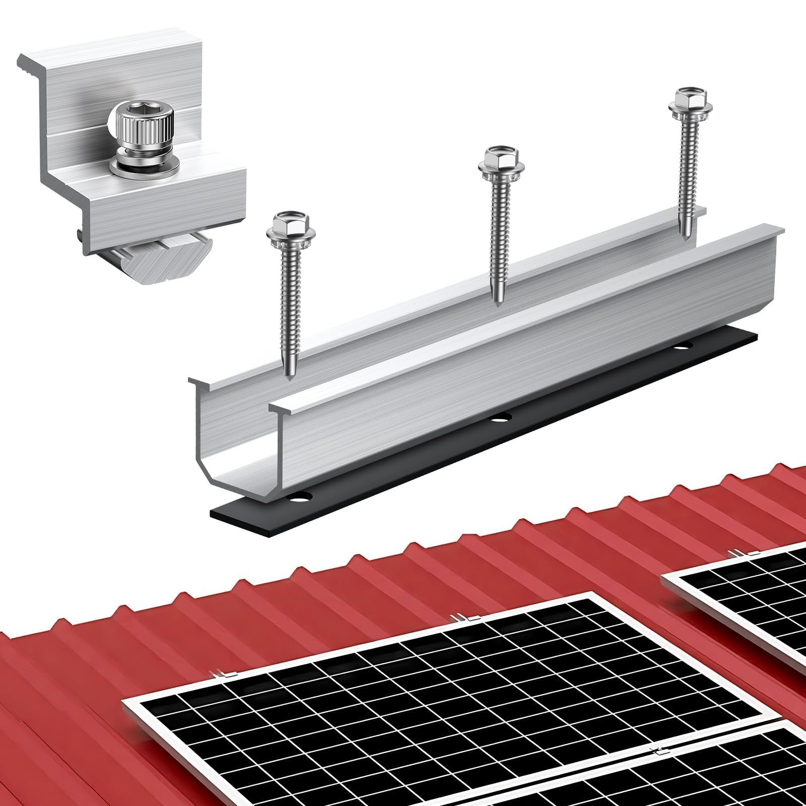 Anbte Solar Panel Bracket Kit, 6 Pcs 7.87 in Aluminium Solar Panel Mounting R...