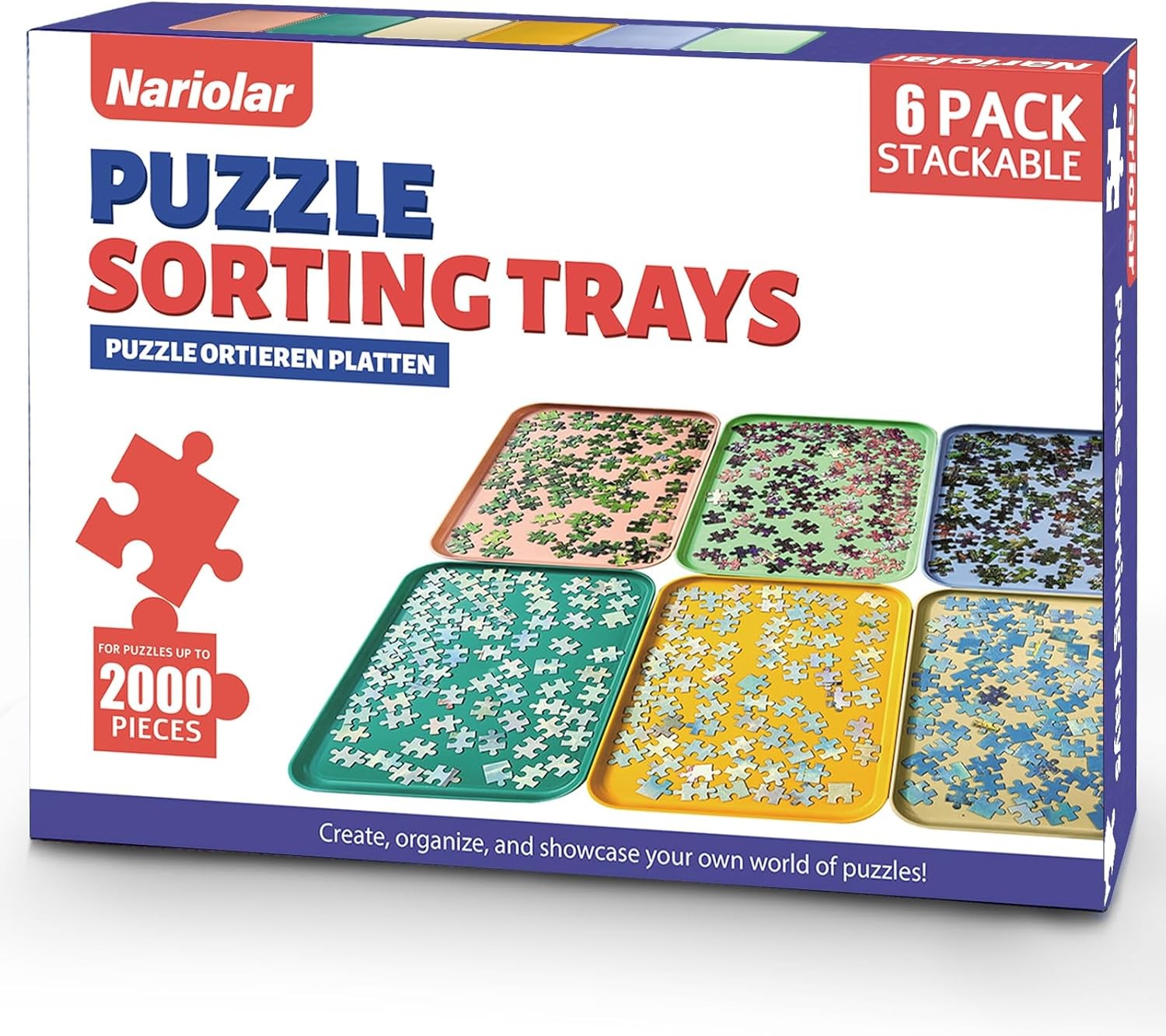 Stackable Puzzle Sorting Trays - 6-Pack, 12"x8.7" for 1000/1500/2000 Pieces