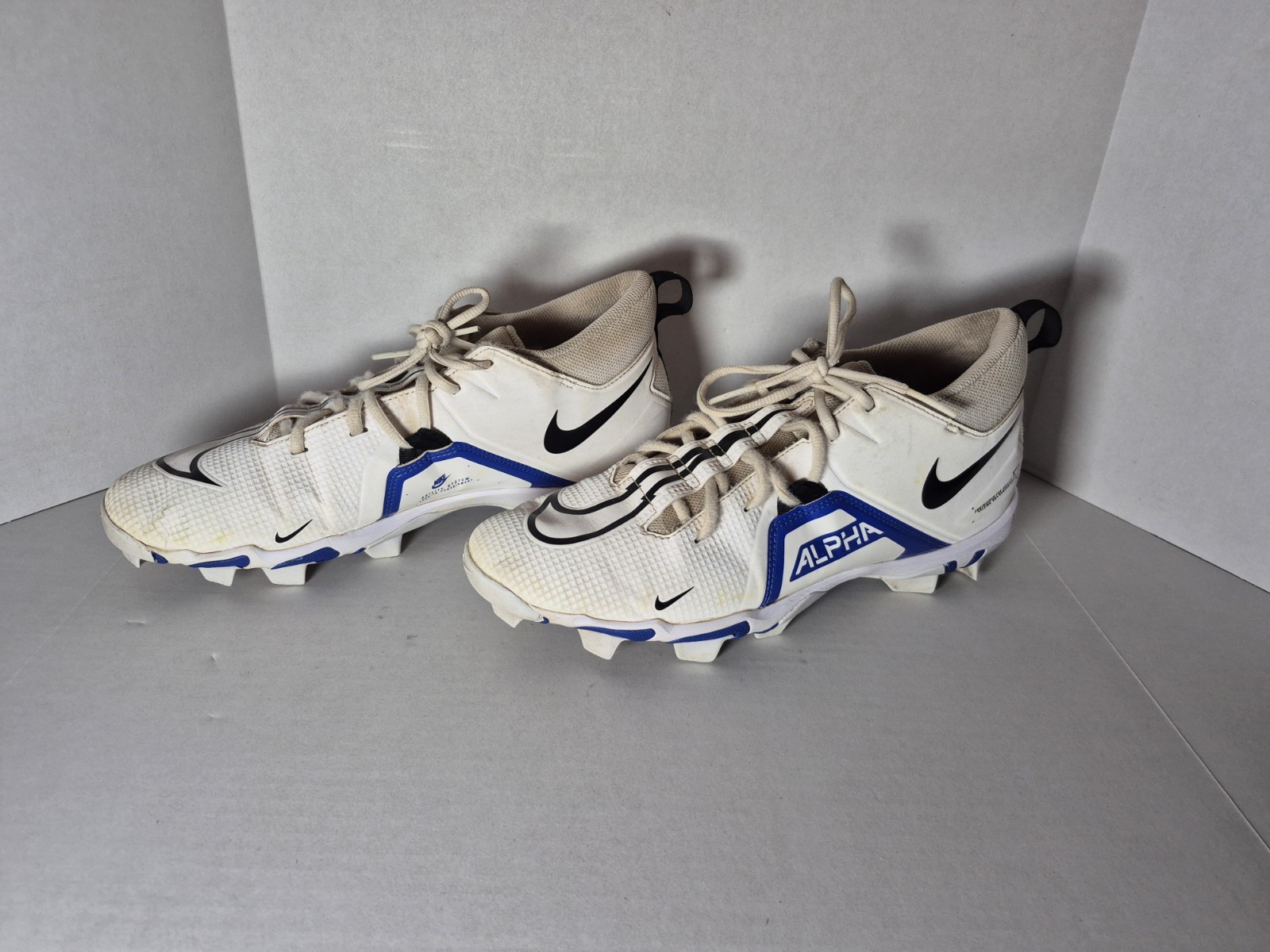 Nike Alpha Menace 3 Shark Football Cleats White Game Royal Size 11 CV0582-101