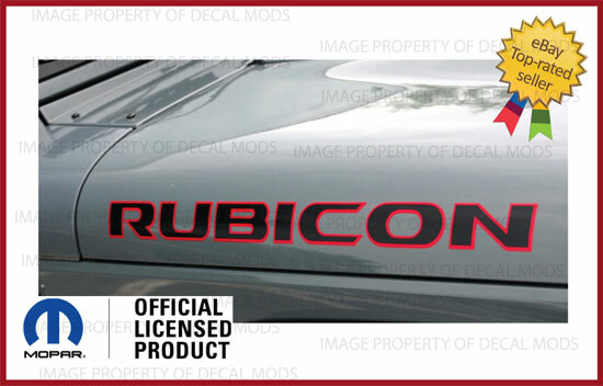 Set of 2: 07 - 18 Jeep Wrangler JK RUBICON Hood decals stickers black red FJ5T1