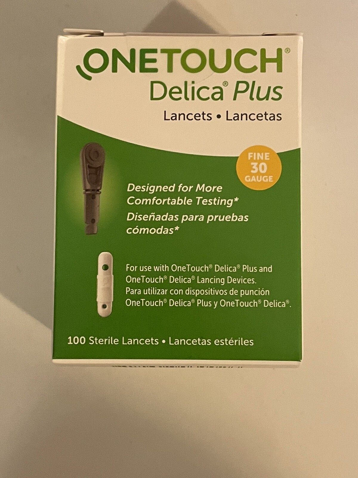 OneTouch Delica Plus Lancets Box of 100 Fine 30 Gauge EXP Date 8/31/2026