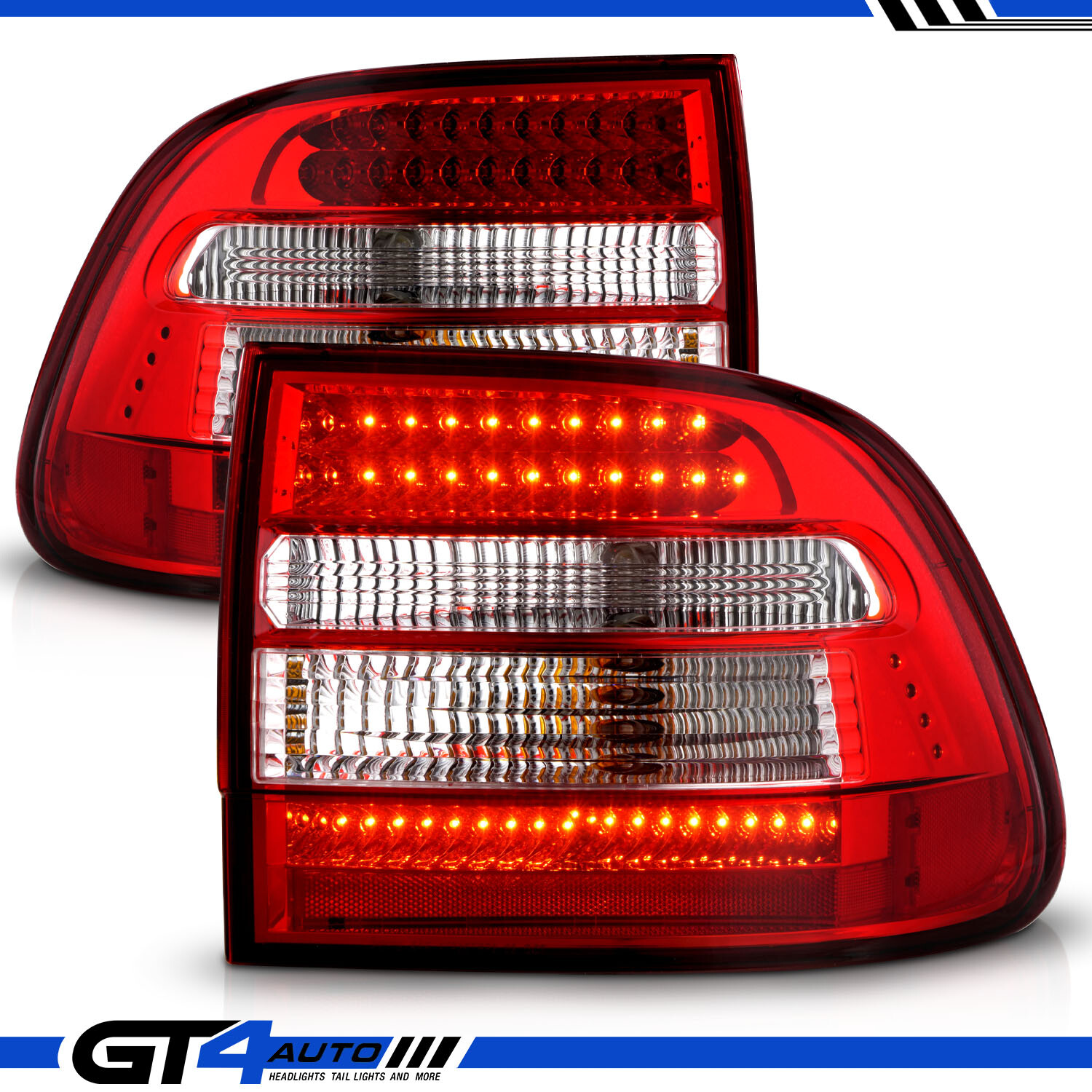 2003-2006 Porsche Cayenne SUV Red Clear LED Brake Tail Lights Pair
