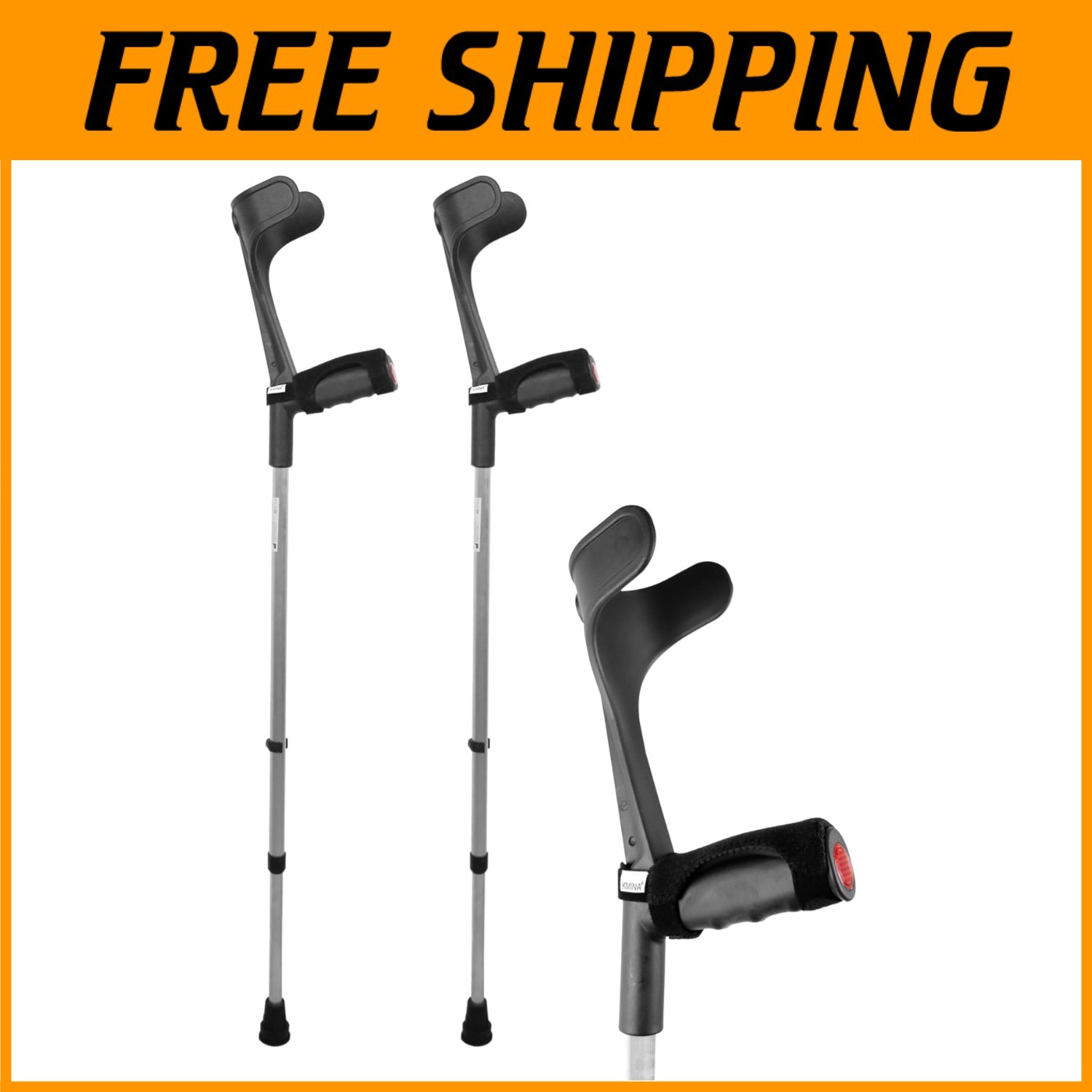 Made in Europe Adjustable Forearm Crutches with Padded Grips - Durable Support