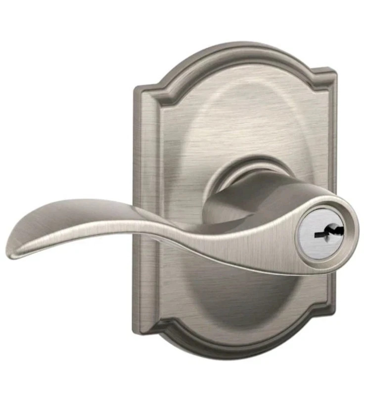 (Lot of 6) Schlage F51A WIT 619 CAM Whitney Keyed Entry Door Lever Set Satin Nic