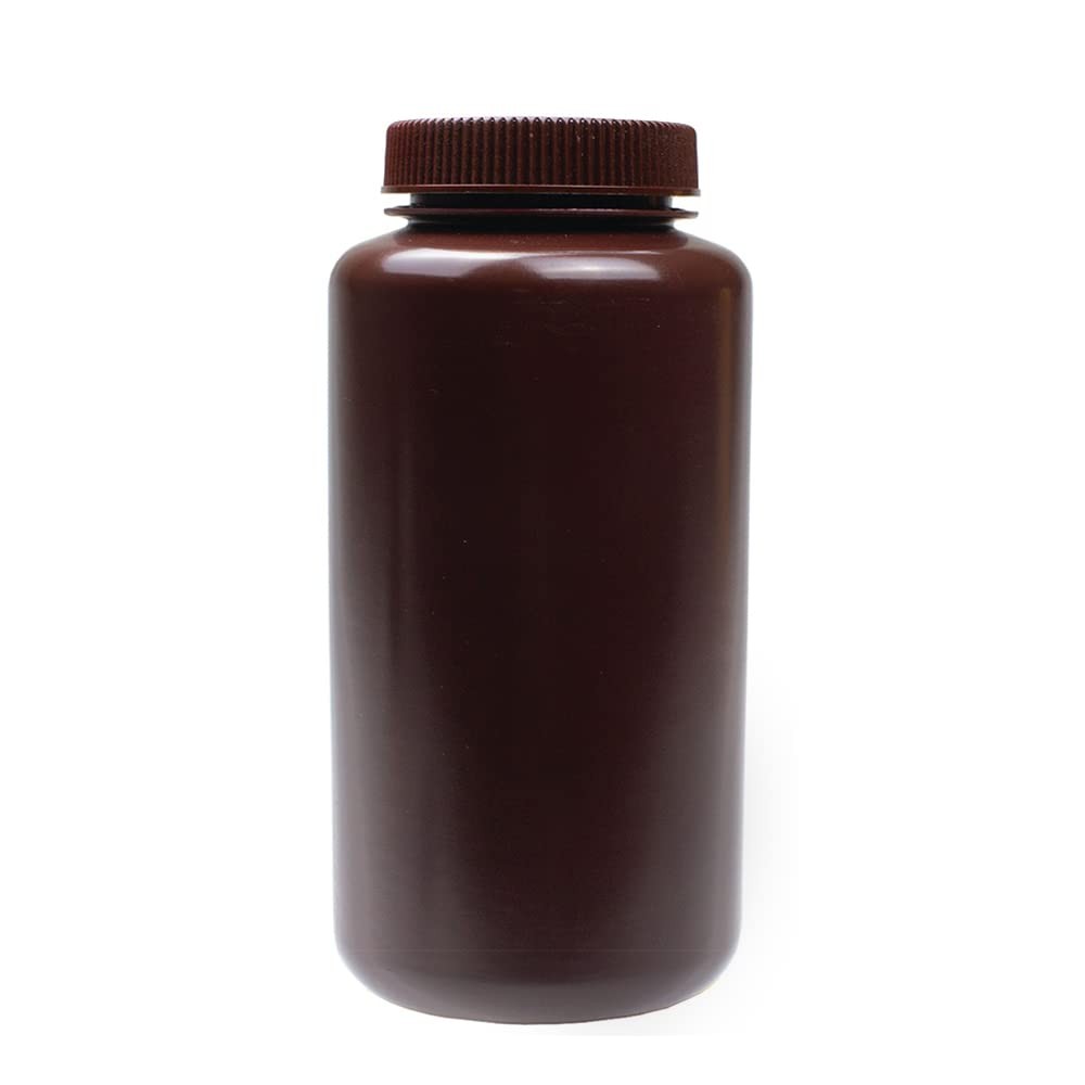 ® - Sample Containers with Lids - Amber HDPE Wide Mouth Reagent Bottle - Cont...