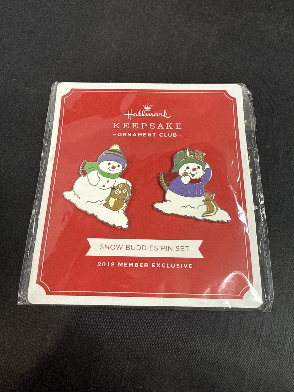 Hallmark Keepsake Ornament Club Snow Buddies Enamel Pin Set of 2 Snowman NEW