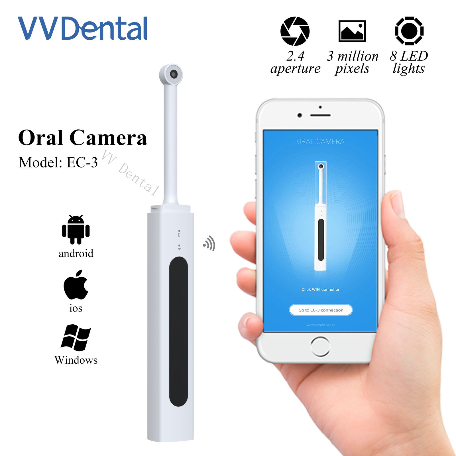 Dental WiFi Intraoral Camera 8 LED Wireless Digital lmaging Intra Oral images US