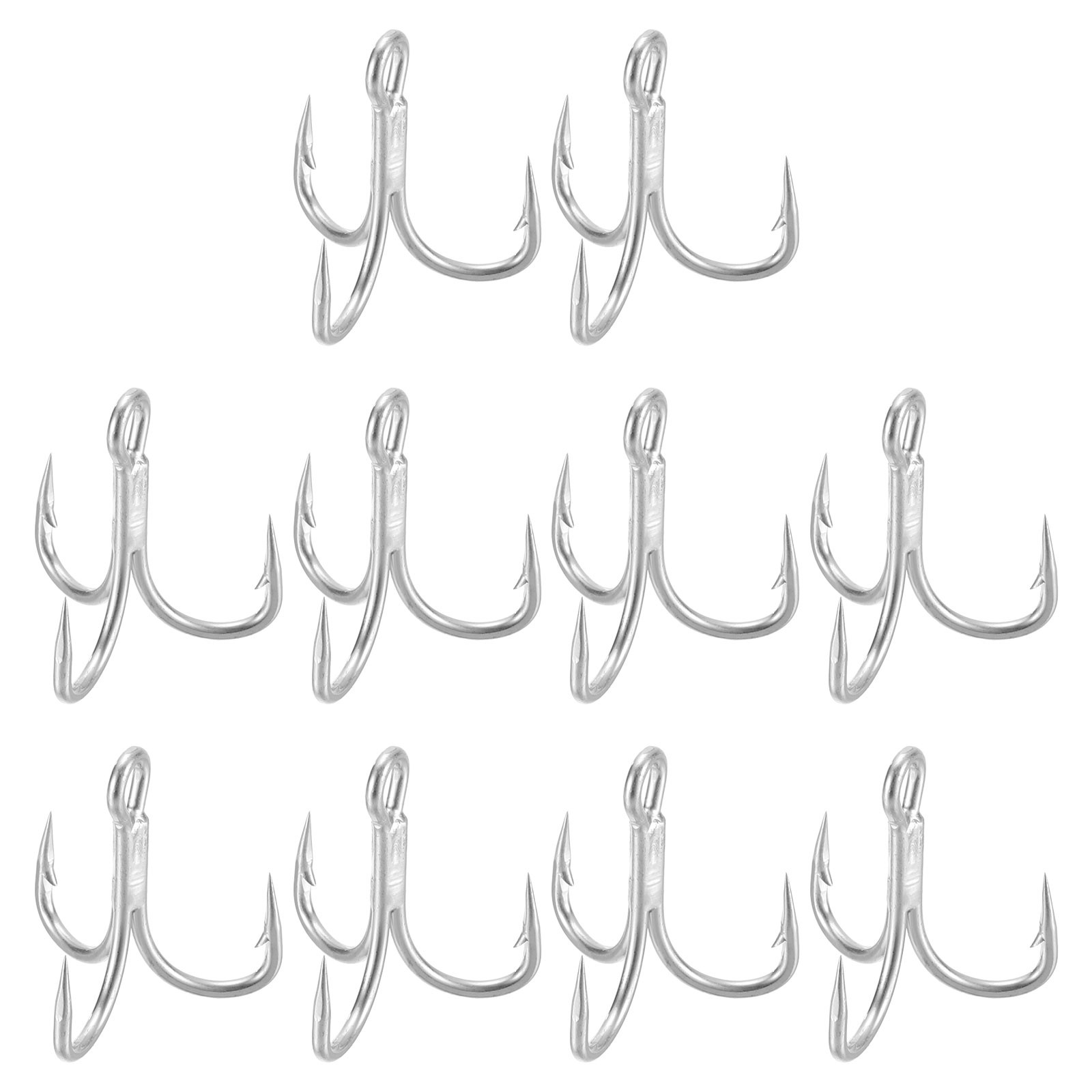1# Fishing Treble Hook, 10Pcs 4X Strong Treble Fish Hook for Saltwater, Silver