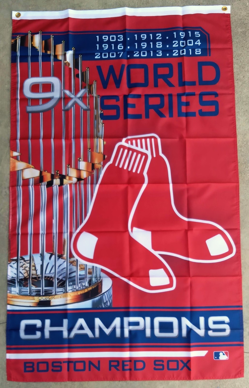 New Boston Red Sox 9X World Series Champions Flag Banner 5 feet x 3 feet