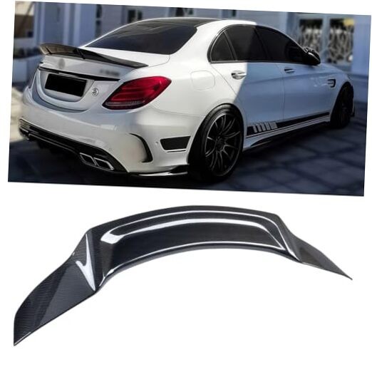 Duckbill Rear Spoiler Compatible with Mercedes-Benz C Carbon Fiber Pattern