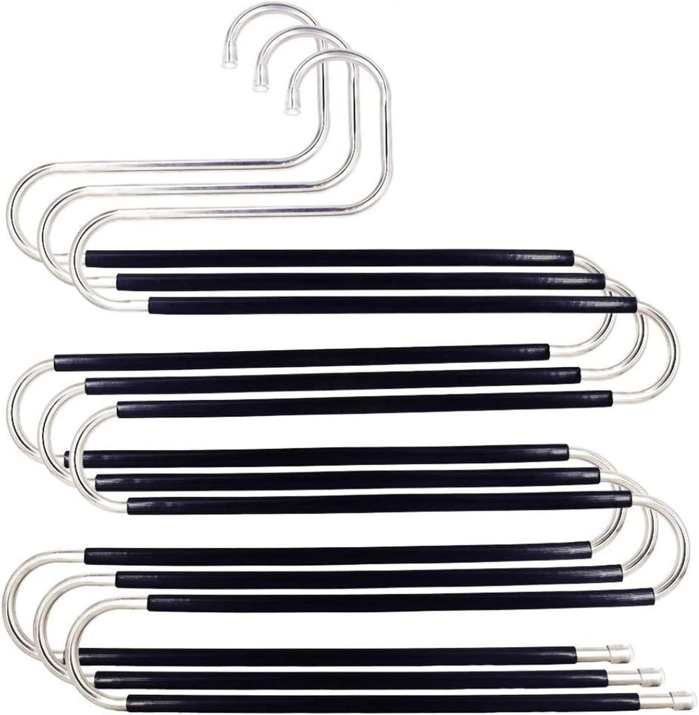 Pants Hangers Space Saving,3 Pack S-Type Non-Slip Stainless Steel Clothes