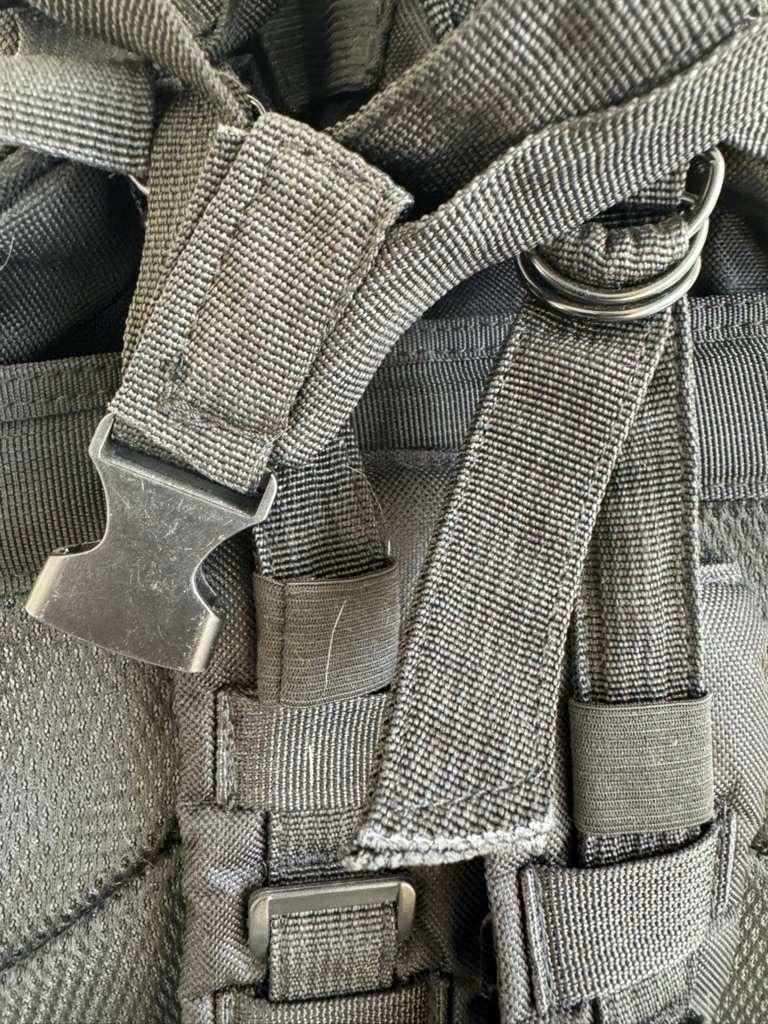 Black Nylon Tactical Backpack Adjustable Straps Multiple Compartments Zip Buckle