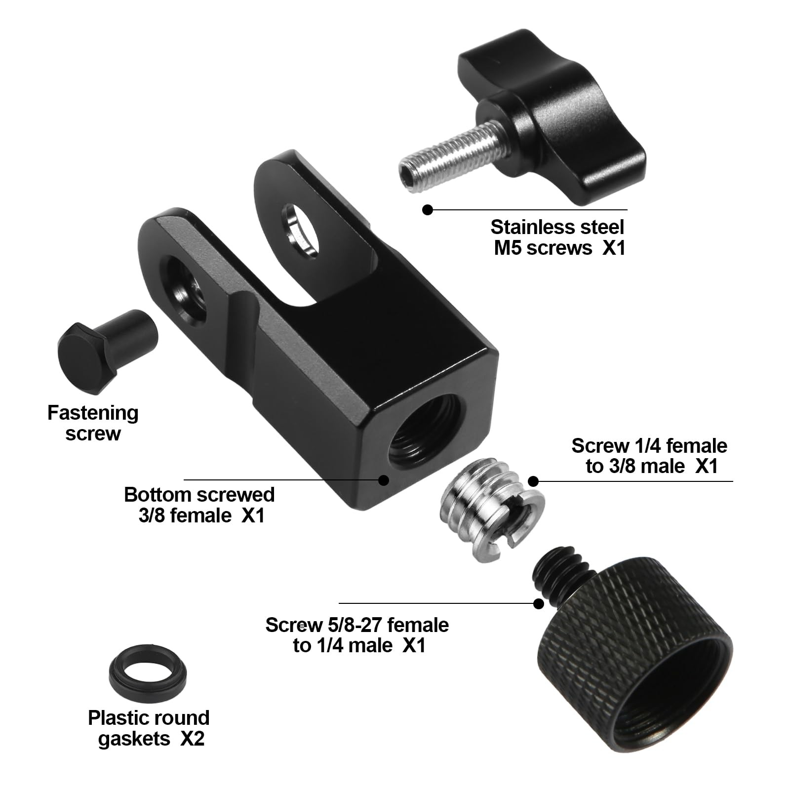 Microphone Mount Adapter for Hyperx Quadcast with 3/8" or 1/4" Screw Black