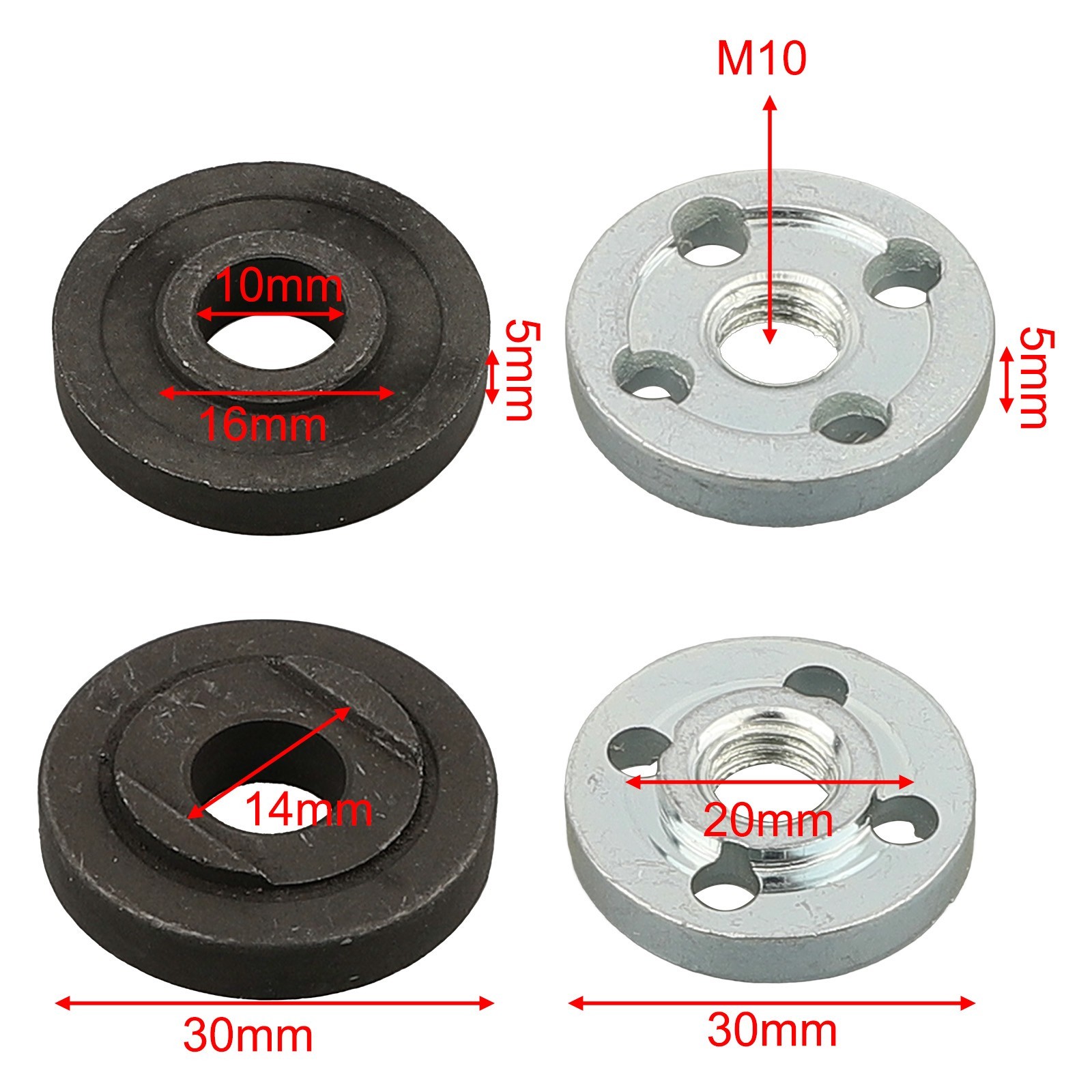 Angler Grinder Inner Outer Flange Nut Set M10 Thread Easy Installation