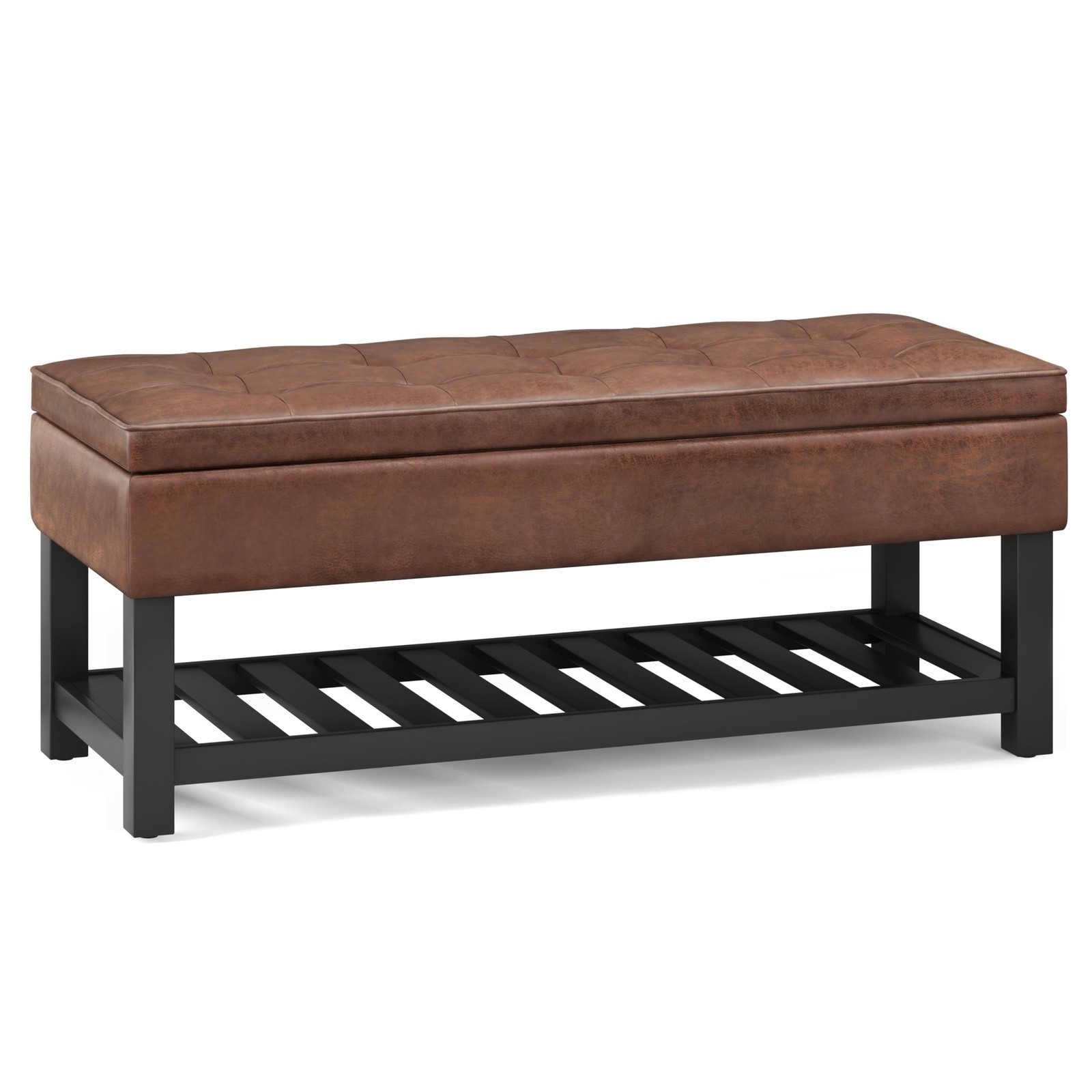 Cosmopolitan Storage Ottoman Bench - 44 inch Wide Upholstered Vegan Leather R...