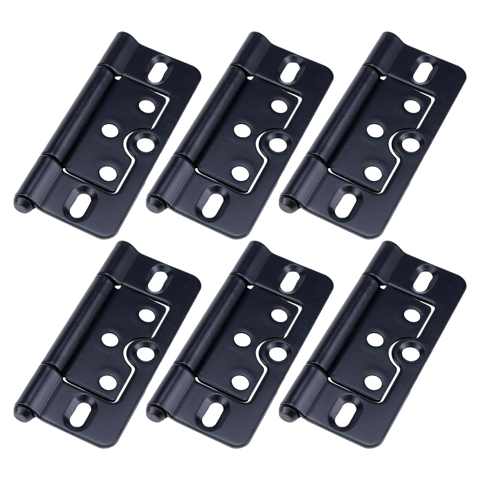 Non Mortise Door Hinges 3 Inch Removable Black Cabinet Hardware Set 6 PCS