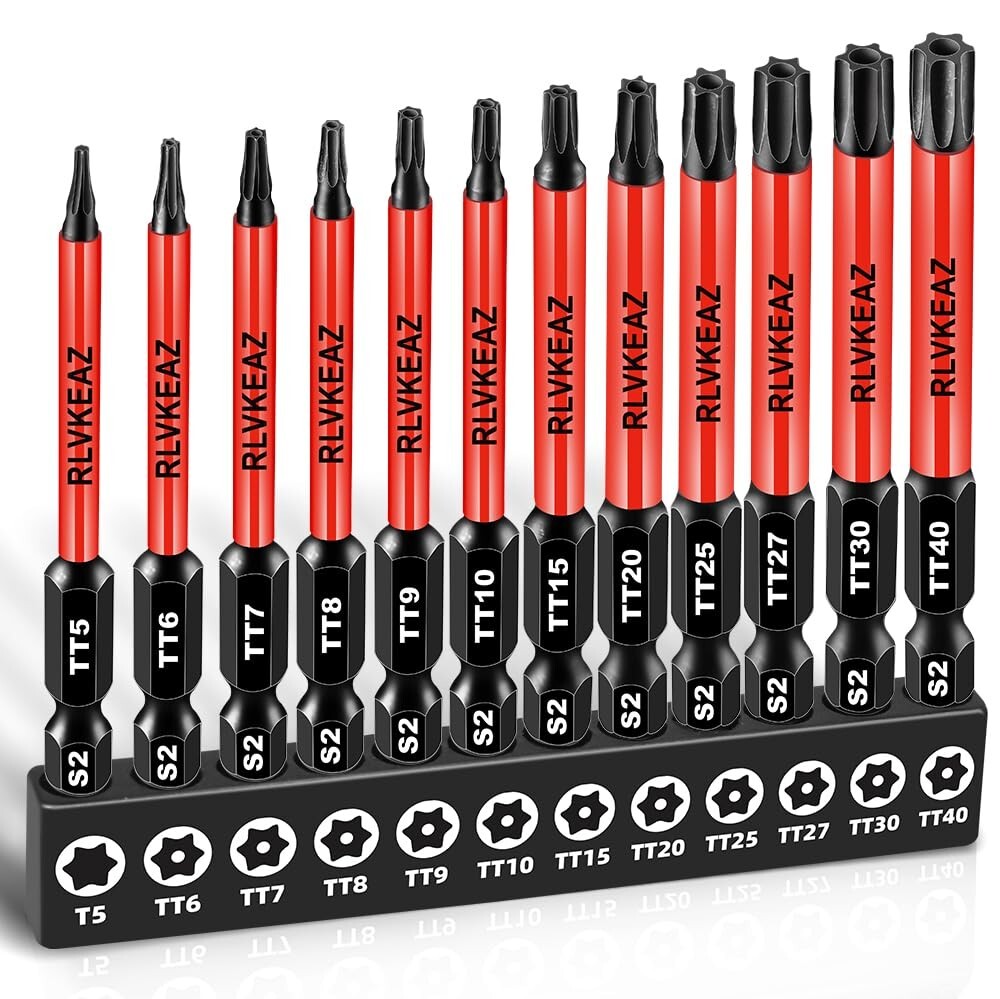 Magnetic Torx Safety Bits Set - 12 Professional Tools (3-Inch) for Durability