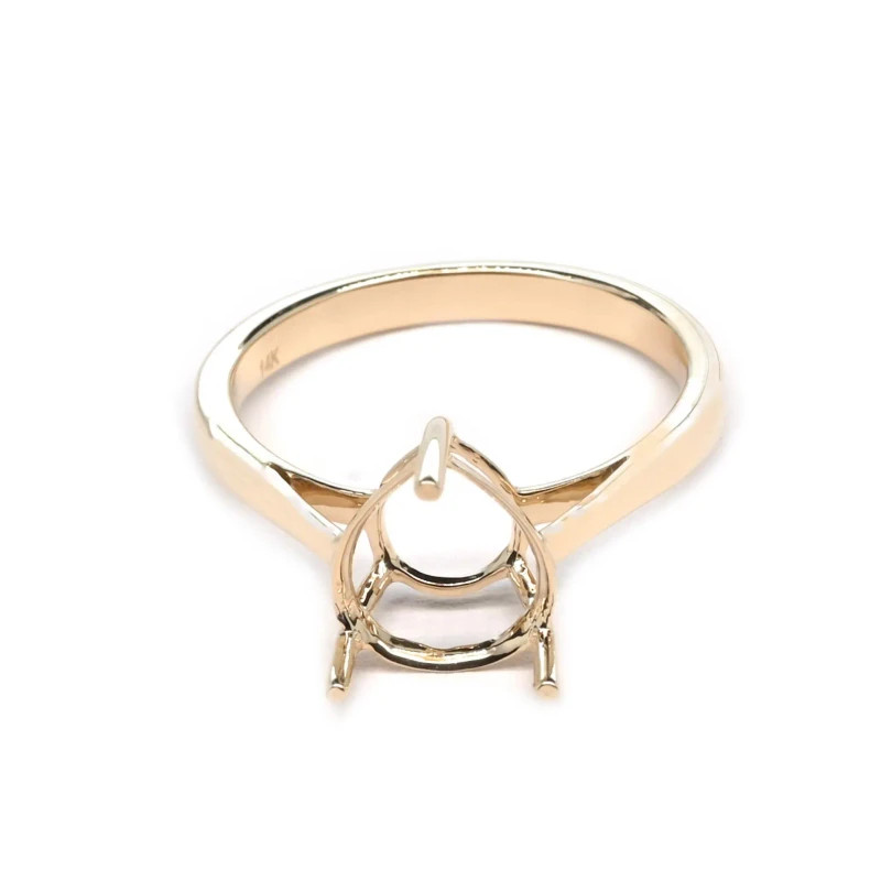 10x8mm Pear Cut Solitaire Semi Mount Ring 925 Sterling Silver Yellow Gold Plated