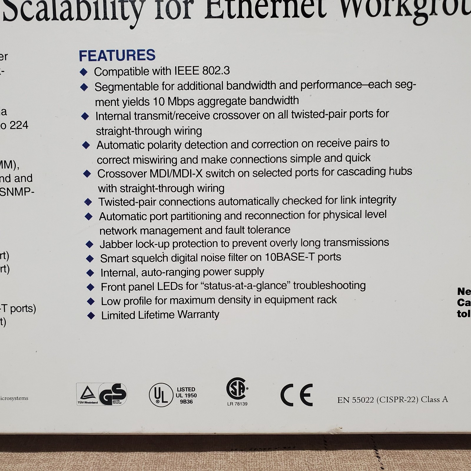 VTG Y2K SMC TigerStack 3314T 14-Port Ethernet Hub Stackable SMC3314T - OPEN BOX