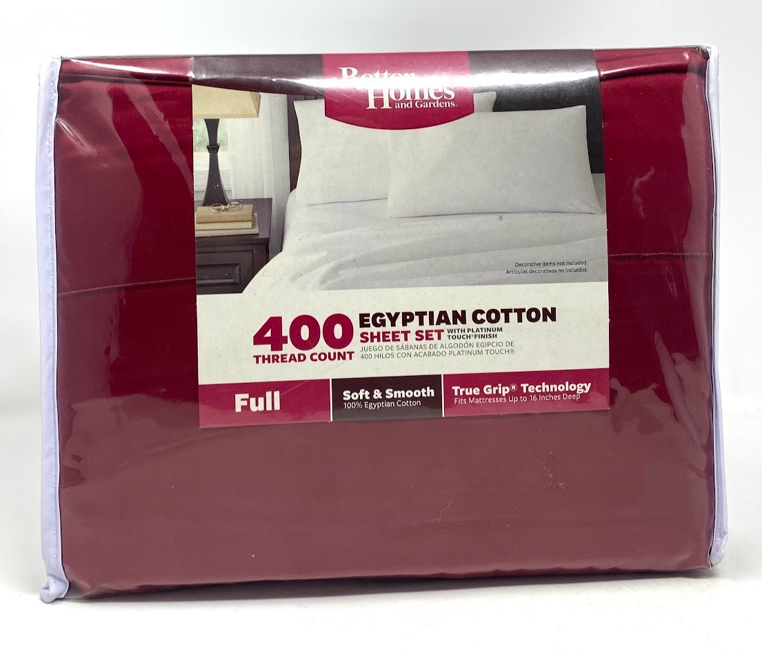 Better Homes and Gardens Full 400 Thread Rich Plum Egyptian Cotton Sheet Set