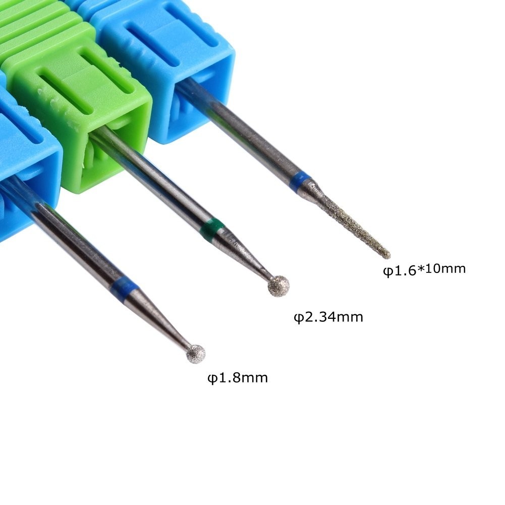 3PCS Diamond Cuticle Drill Bits - Professional Nail Care & Detail Work