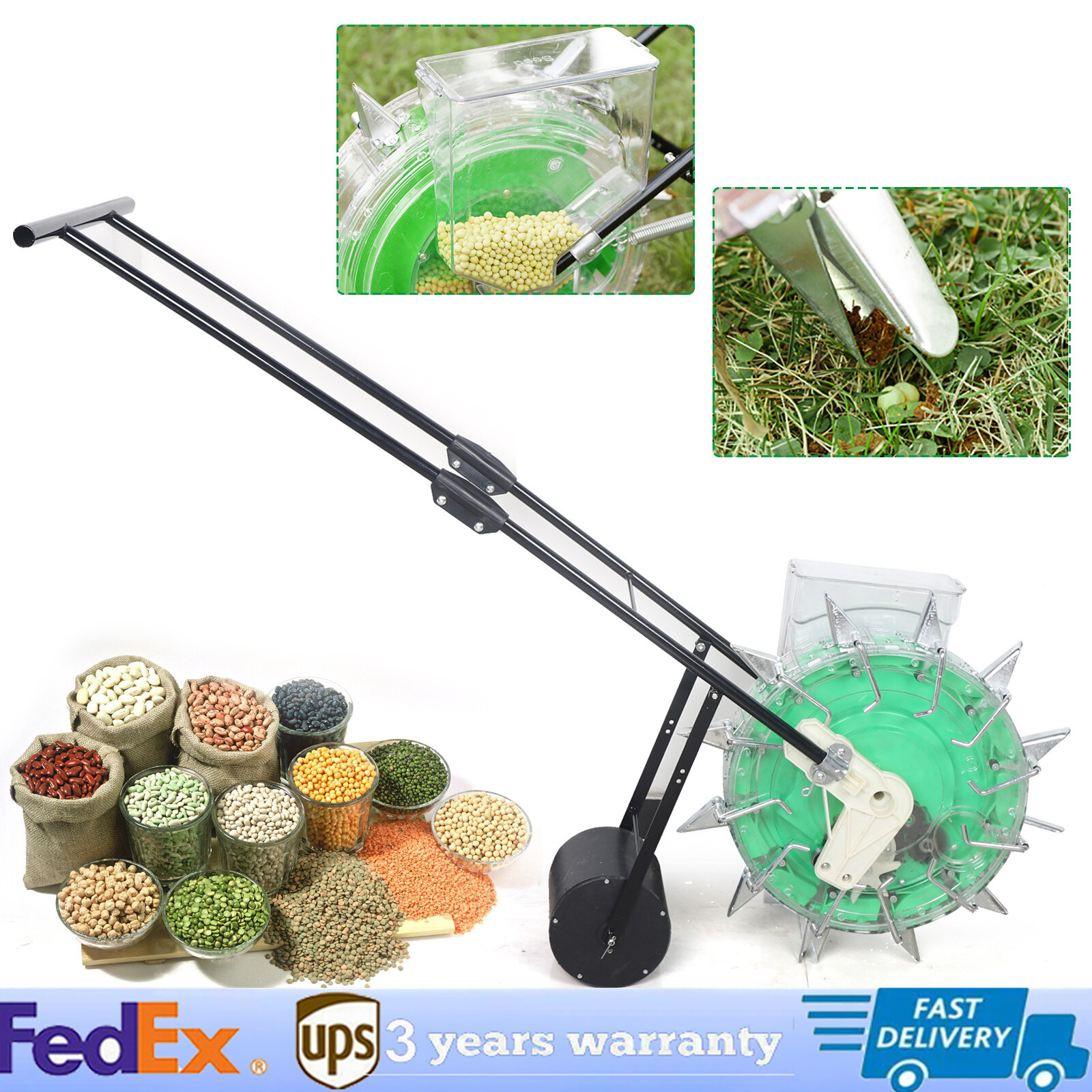Hand-Push Walking Garden Seeder Precision Row Seed Planter for Corn & Soybeans