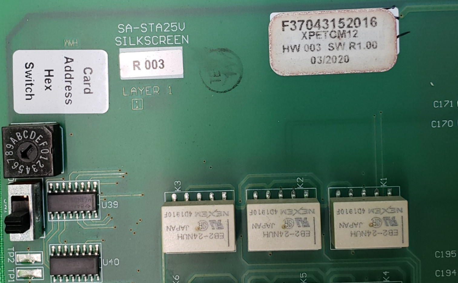 Valcom XPETCM12 Card SILKSCREEN SA-STA25V 2020 U32 R1.00 SW HW 003 R