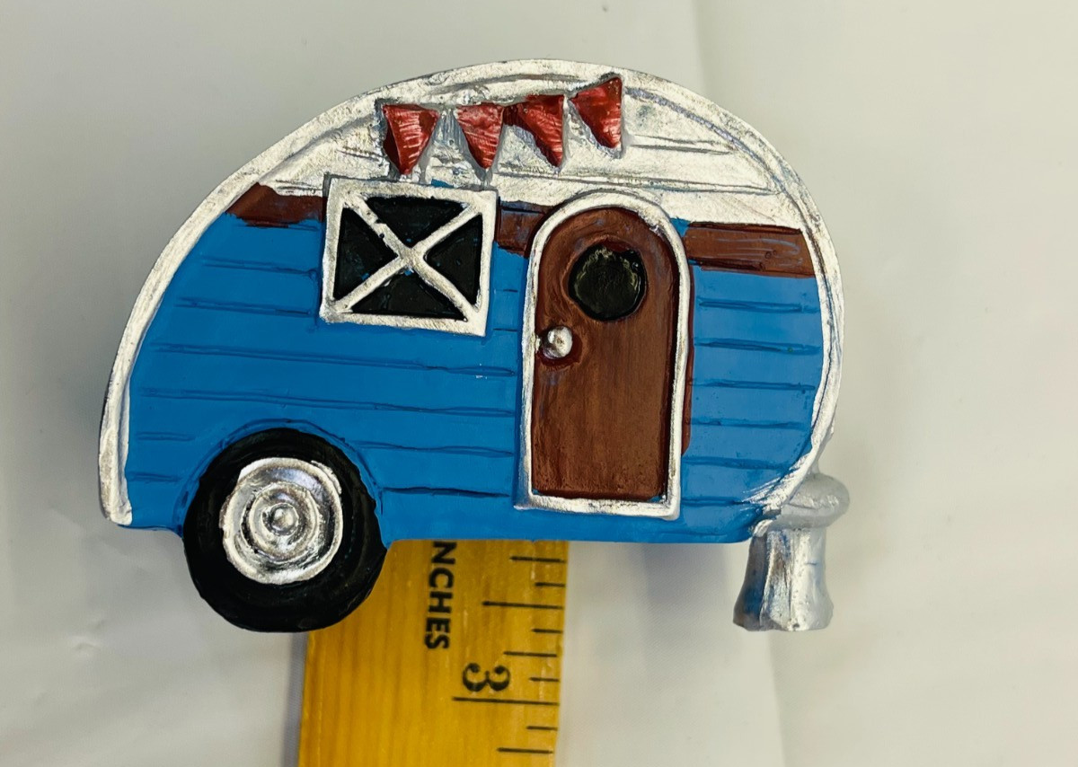 Vintage Ceramic Camper Trailer Campervan RV Pull Behind Decoration 3.75"