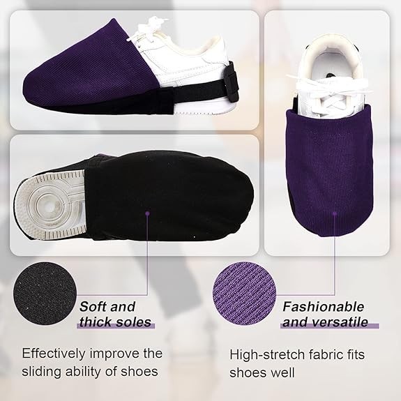 Bowling Shoe Slide, 2 Pack/ 1 Pair Adjustable Sole Large, Purple