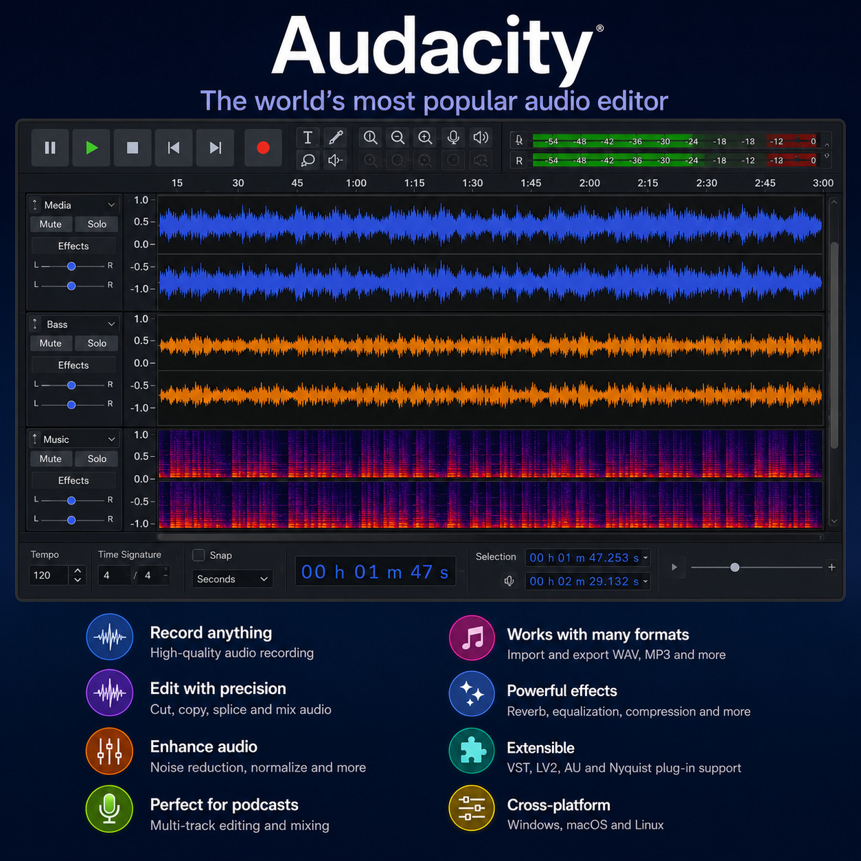 Audacity 2026 Software Professional Audio Music Editing Recording ~ MAC os
