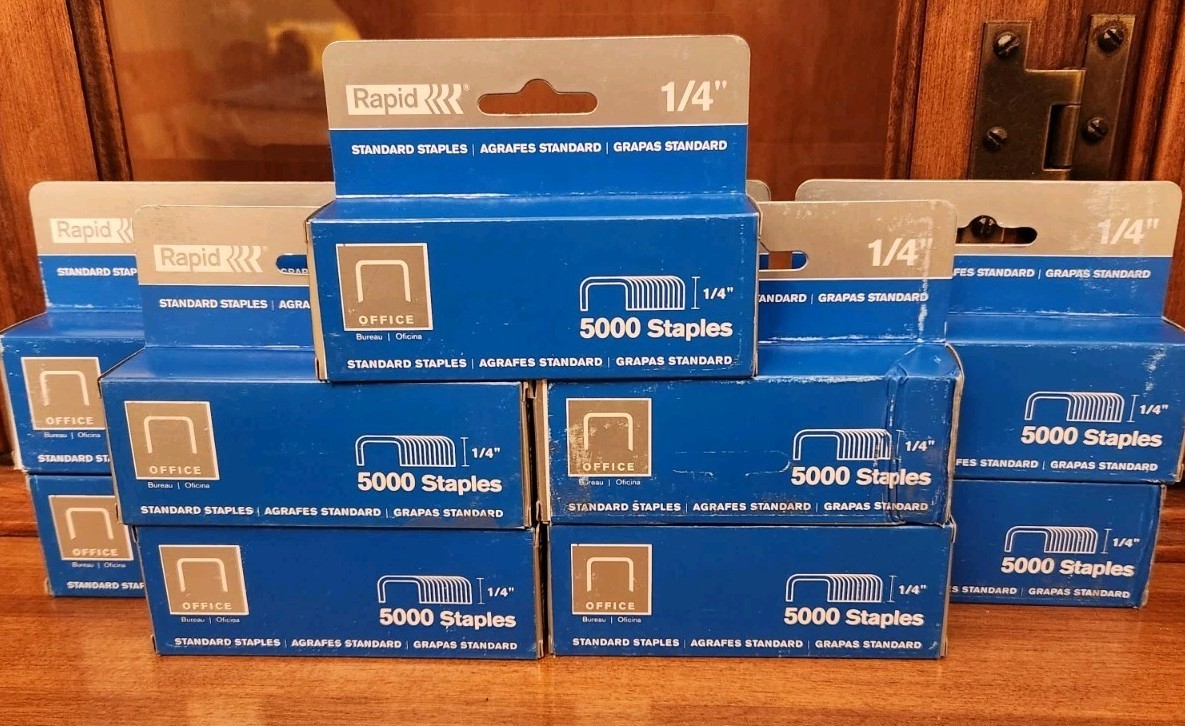 Rapid Standard Staples 1/4" 5000 Per Box #73782 210 Per Strip Lot Of 11 Boxes