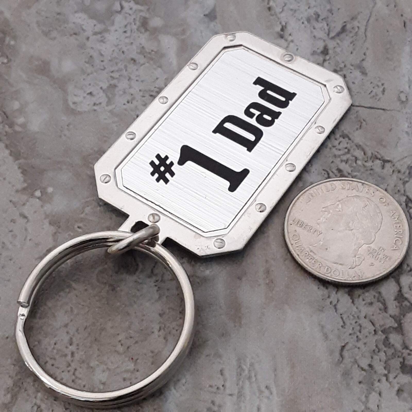 #1 DAD KEYCHAIN KEY RING 2 1/8" MADE IN USA GREAT GIFT IDEA