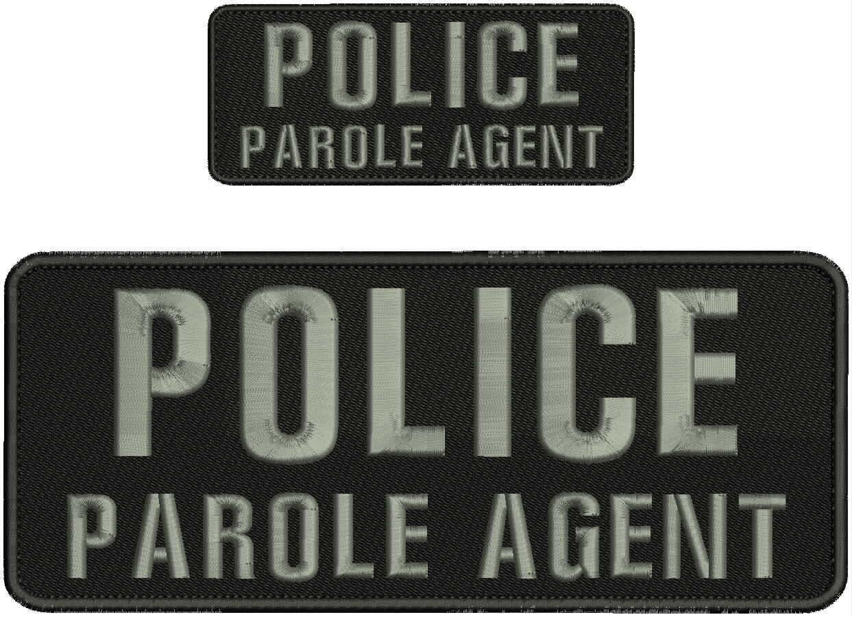 POLICE PAROLE AGENT embroidery patches 4x10 and 2x4 hook grey