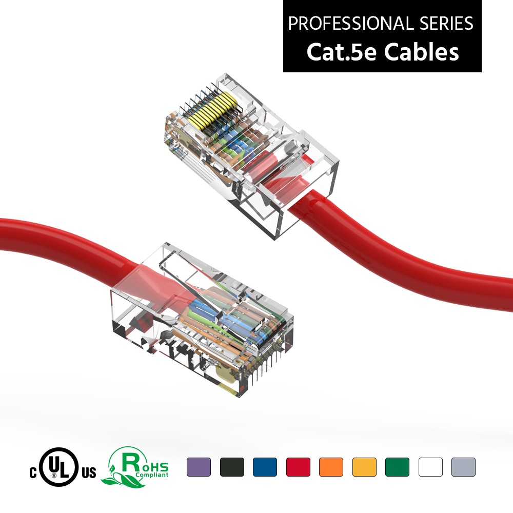 1.5Ft CAT5E UTP Ethernet Network Non Booted Cable Red