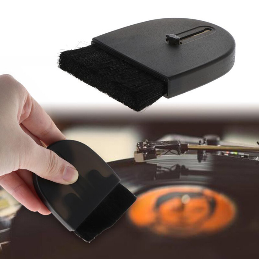 For Turntable LP Vinyl Record Cleaning Brush Tool Anti-static Dust Remover Black